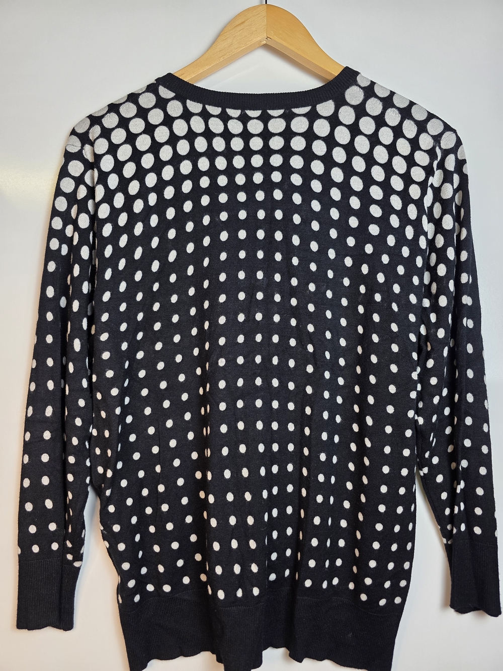 Spense Knits Black & White Polka Dot Button Front Cardigan XL Cottagecore - Picture 6 of 8